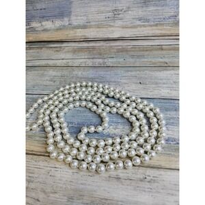 60" Glass Pearls Faux Cream Color Necklace Flapper Knotted NWOT